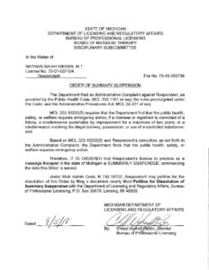 Michigan Massage Therapist Nathan Weems Has License Suspended for Sexual Misconduct