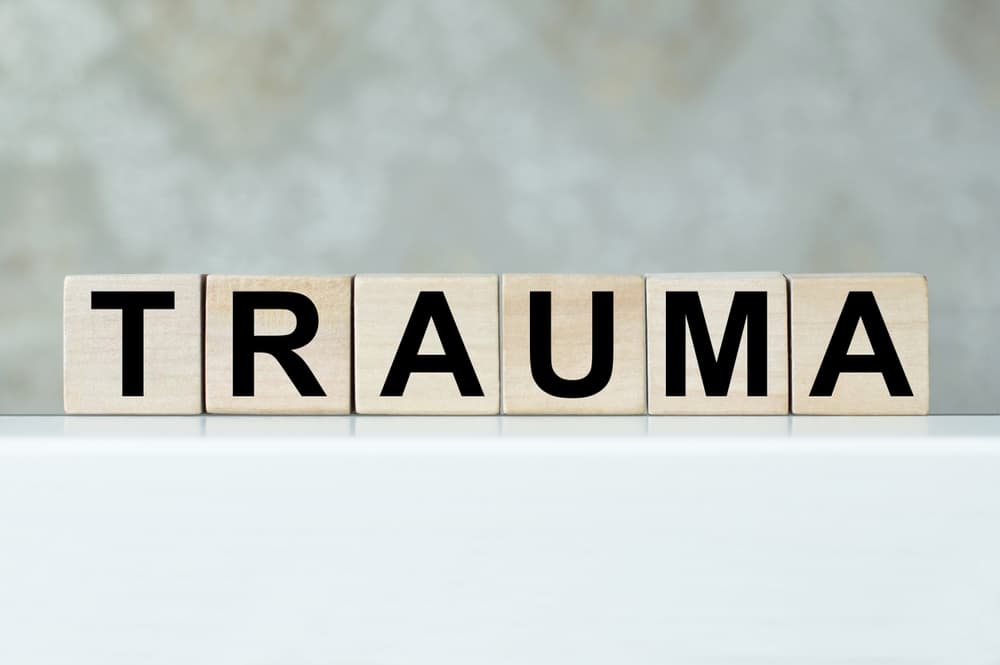 Trauma - words from wooden blocks