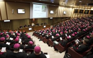 Pope Benedict XVI leads a meeting of the Synod of Bishops on the new evangelization at the Vatican Oct. 9.